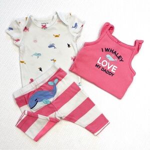 Carter’s Whale 3 Piece Set 3M Pink